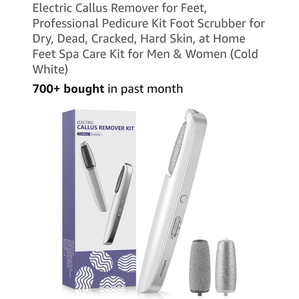 Electric Callus Remover Kit Cordless 3-Speed‎ Rechargeable Foot Scrubber
